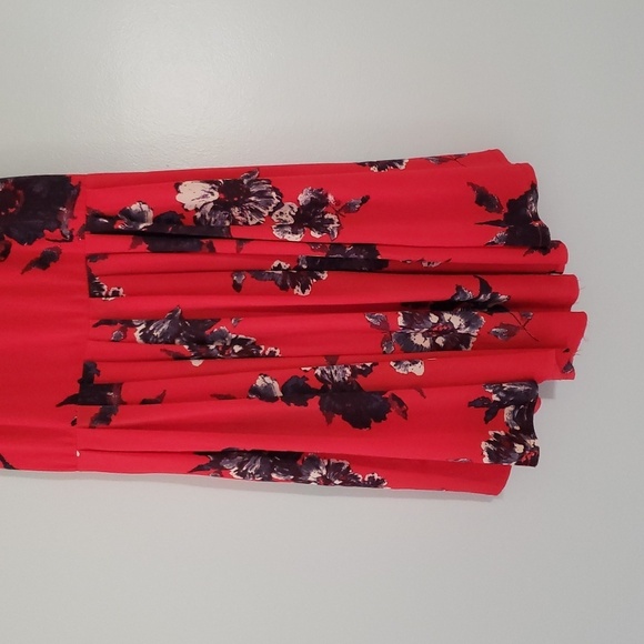 Free People Flutterby Dress 0 Red Floral Halter Fit And Flare Pockets Raw Hem - Picture 2 of 16
